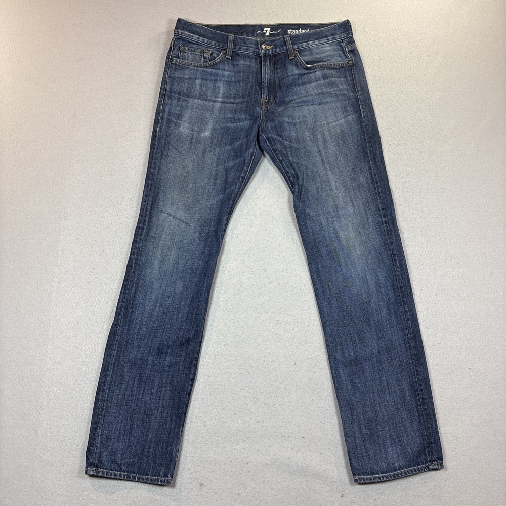 7 For All Mankind Standard Jean  33 Medium Wash Blue Denim 5 pocket